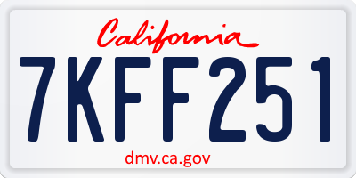 CA license plate 7KFF251