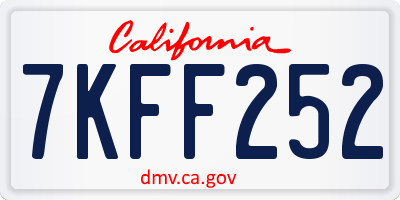 CA license plate 7KFF252