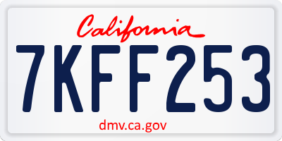 CA license plate 7KFF253