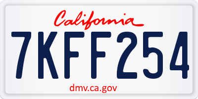 CA license plate 7KFF254