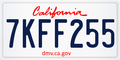 CA license plate 7KFF255