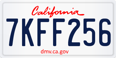 CA license plate 7KFF256