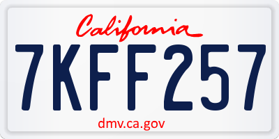 CA license plate 7KFF257