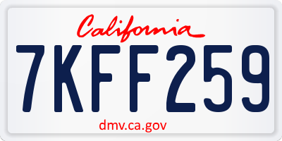 CA license plate 7KFF259