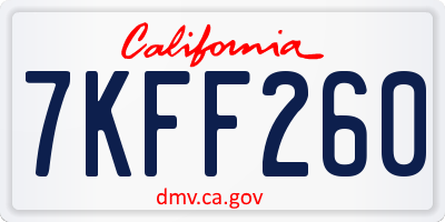 CA license plate 7KFF260