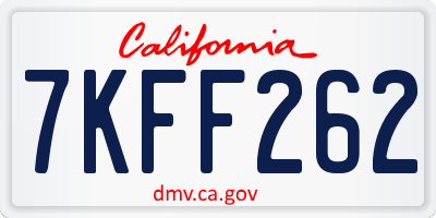 CA license plate 7KFF262