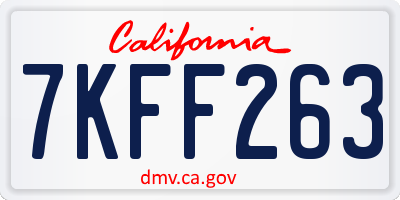 CA license plate 7KFF263