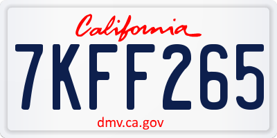 CA license plate 7KFF265