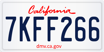 CA license plate 7KFF266