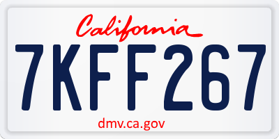 CA license plate 7KFF267