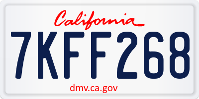 CA license plate 7KFF268