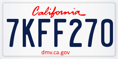 CA license plate 7KFF270