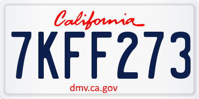 CA license plate 7KFF273