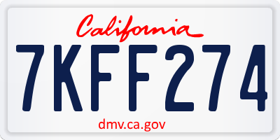 CA license plate 7KFF274