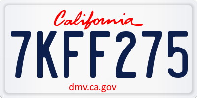 CA license plate 7KFF275