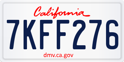 CA license plate 7KFF276