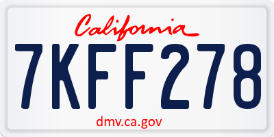 CA license plate 7KFF278