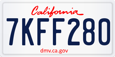 CA license plate 7KFF280