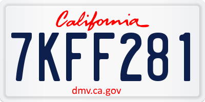 CA license plate 7KFF281