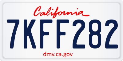 CA license plate 7KFF282