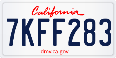 CA license plate 7KFF283