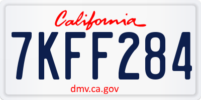 CA license plate 7KFF284
