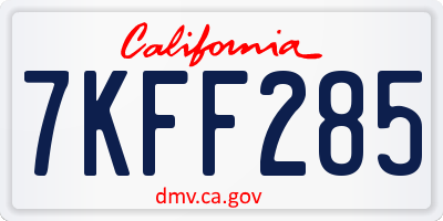 CA license plate 7KFF285