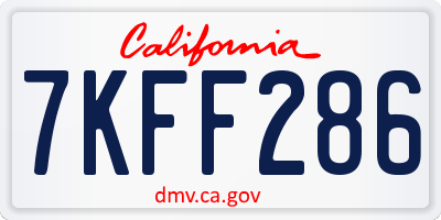 CA license plate 7KFF286