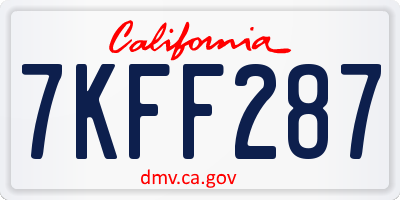 CA license plate 7KFF287