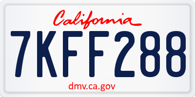 CA license plate 7KFF288