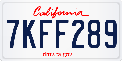 CA license plate 7KFF289