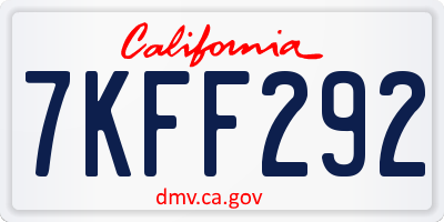 CA license plate 7KFF292