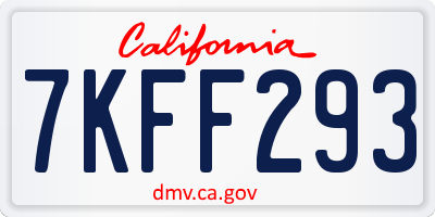 CA license plate 7KFF293