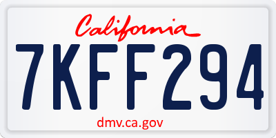 CA license plate 7KFF294