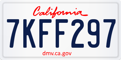CA license plate 7KFF297