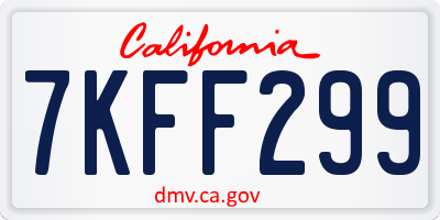 CA license plate 7KFF299