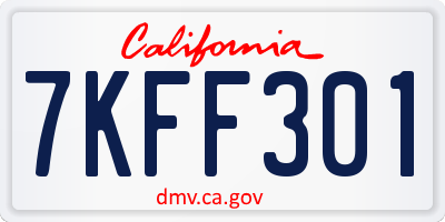 CA license plate 7KFF301
