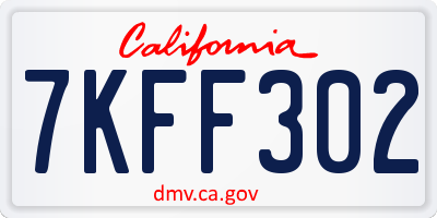 CA license plate 7KFF302