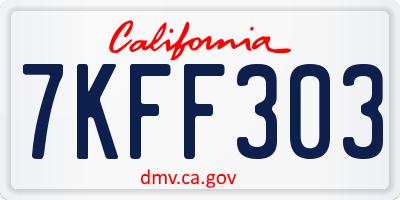 CA license plate 7KFF303