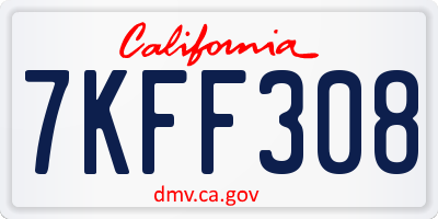 CA license plate 7KFF308