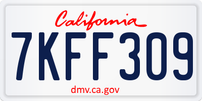 CA license plate 7KFF309