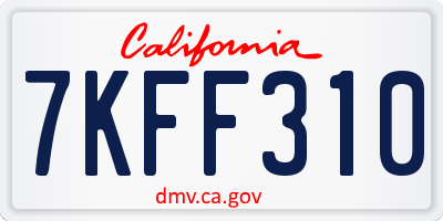 CA license plate 7KFF310