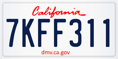 CA license plate 7KFF311