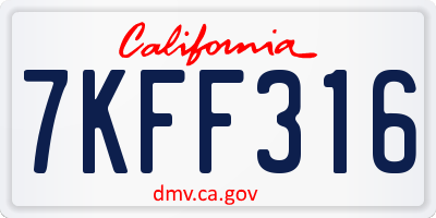 CA license plate 7KFF316