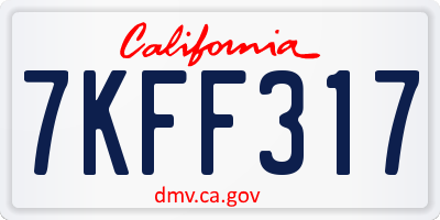 CA license plate 7KFF317