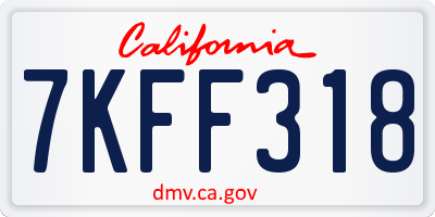 CA license plate 7KFF318