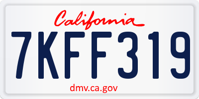 CA license plate 7KFF319