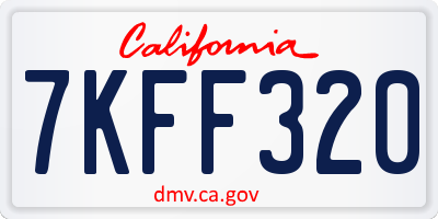 CA license plate 7KFF320
