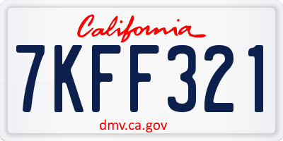 CA license plate 7KFF321