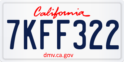 CA license plate 7KFF322